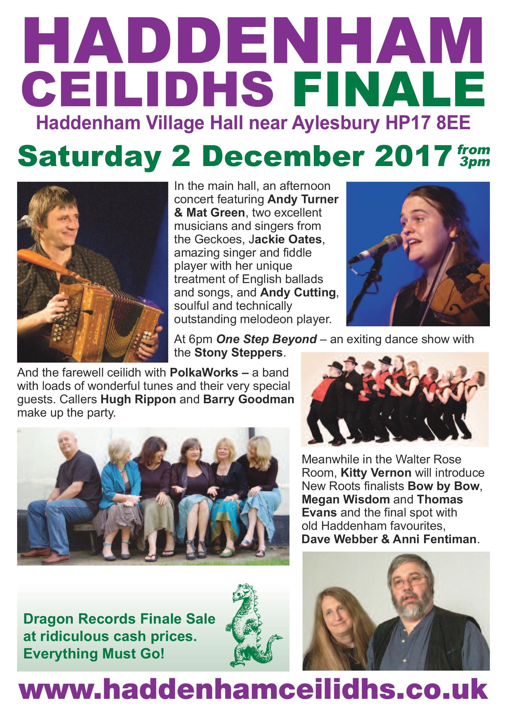 Flyer for Haddenham Finale 2nd Decembr 2017